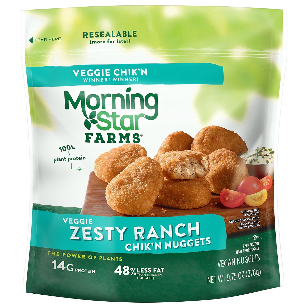 slide 10 of 14, MorningStar Farms Chik'n Nuggets, Zesty Ranch, 9.75 oz, Frozen, 9.75 oz