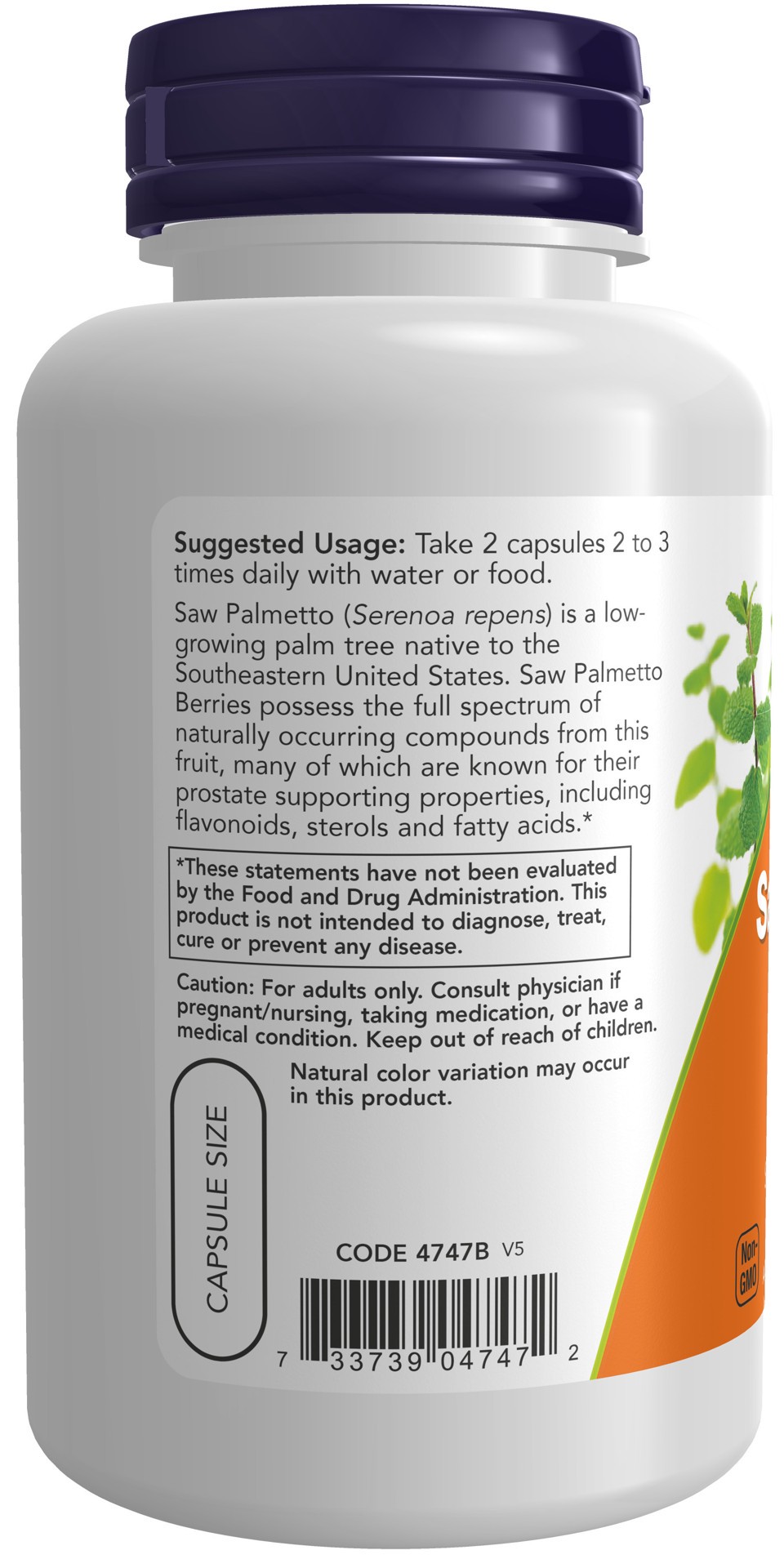 slide 3 of 4, NOW Saw Palmetto Berries 550 mg - 100 Veg Capsules, 550 mg