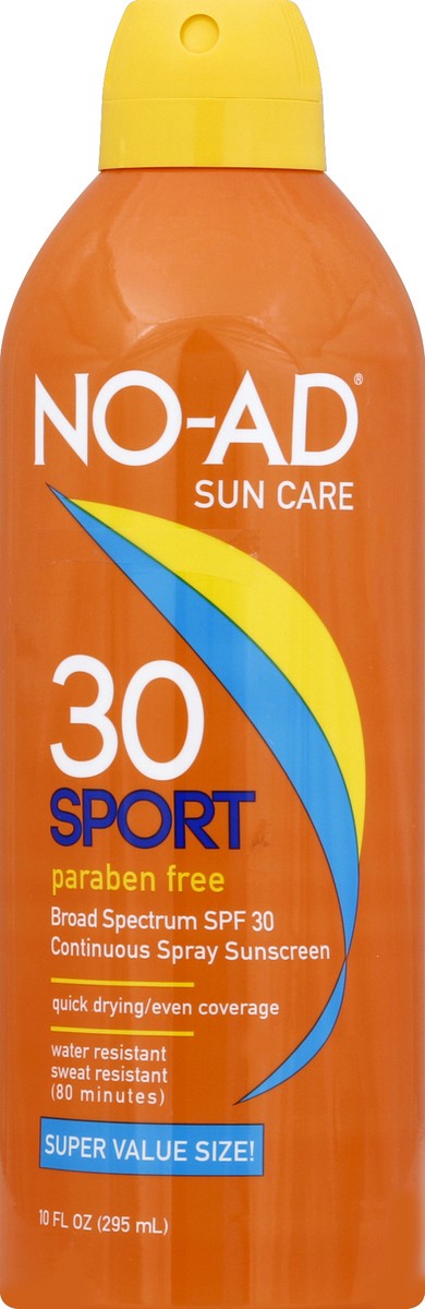 slide 2 of 2, NO-AD Continuous Sport Sunscreen Spray - SPF 30, 10 oz