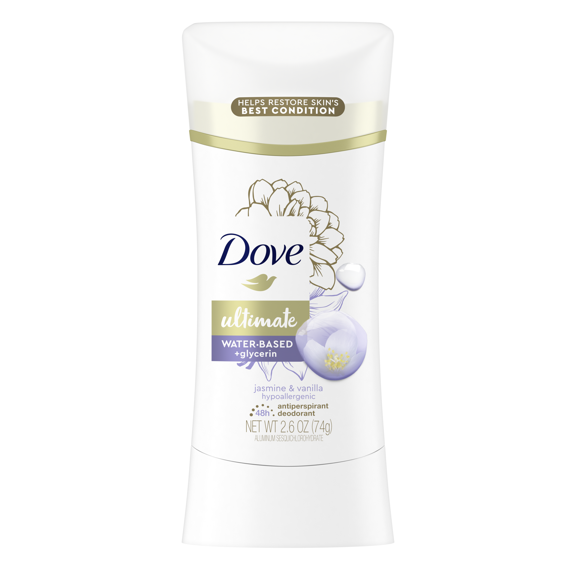 slide 3 of 4, Dove Ultimate Antiperspirant Deodorant Stick Jasmine & Vanilla, 2.6 oz