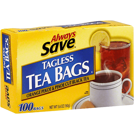 slide 1 of 1, Always Save Tagless Tea Bags - 100 ct, 100 ct