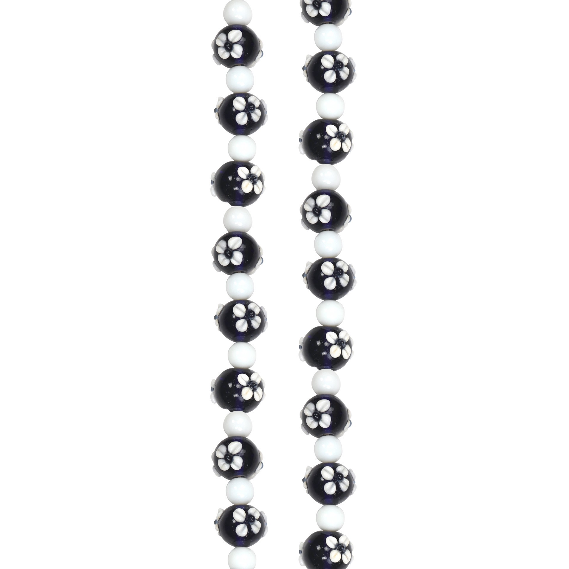 slide 3 of 3, Blue & White Lamp Work Glass Round Beads By Bead Landing, 7 in