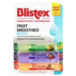 Blistex Fruit Smoothies Melon Medley/Berry Explosion/Triple Tropical Lip Moisturizer 3 - 0.10 oz Sticks