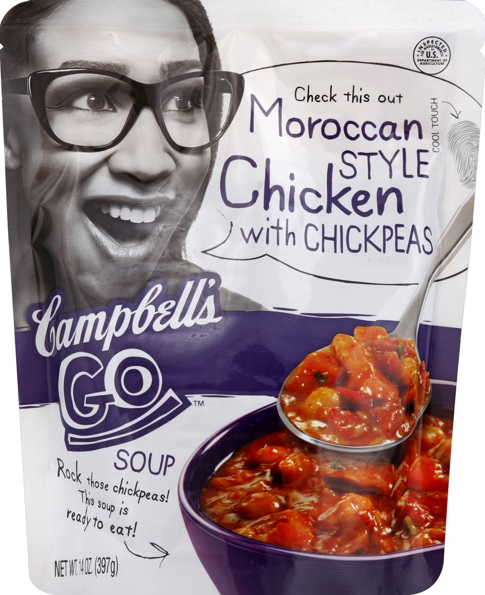 slide 2 of 2, Campbell's Go Moroccan Style Chicken with Chickpeas Soup, 14 oz
