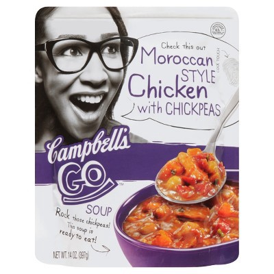 slide 1 of 2, Campbell's Go Moroccan Style Chicken with Chickpeas Soup, 14 oz