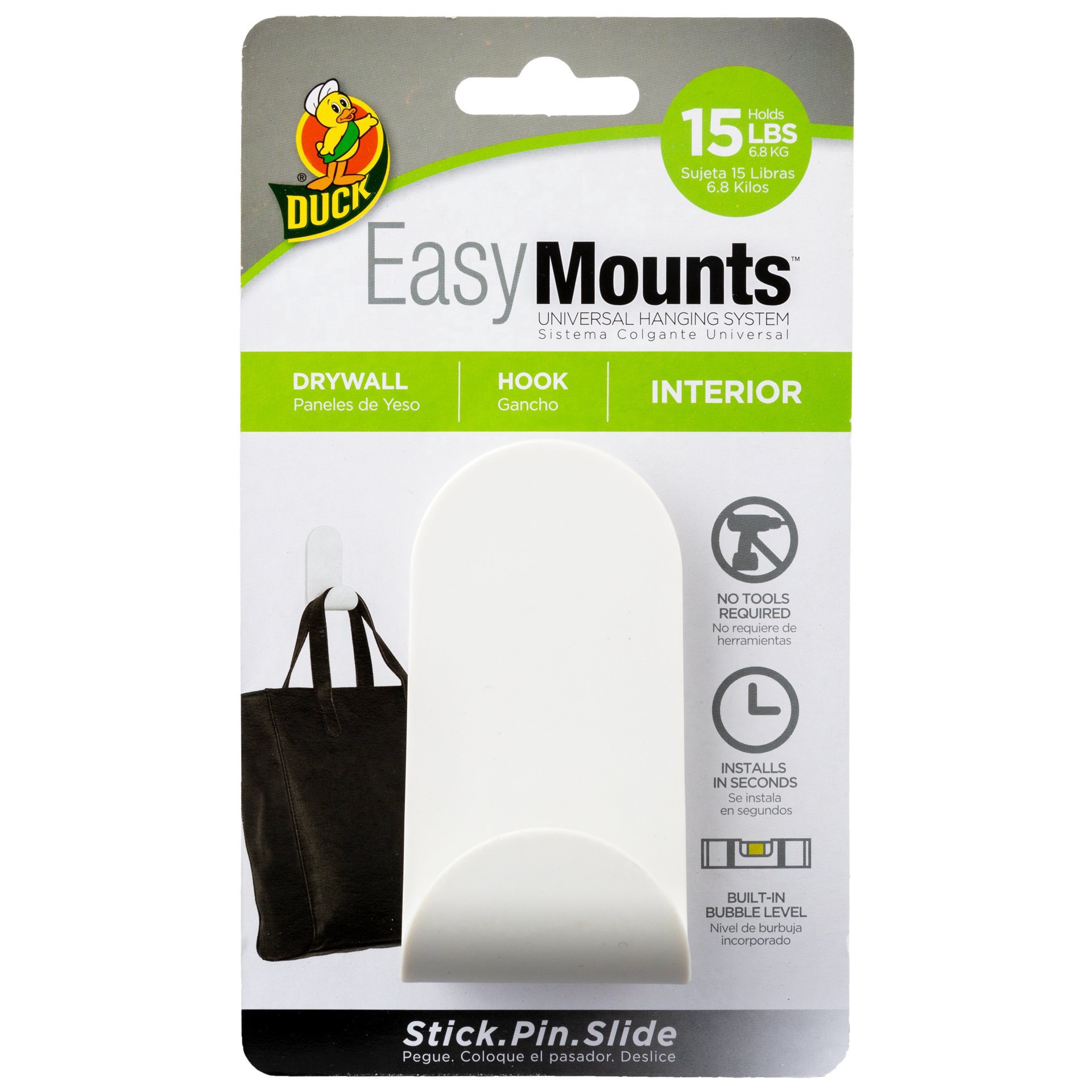 slide 1 of 1, Duck EasyMounts Interior Drywall J-Hook - White, 1 ct