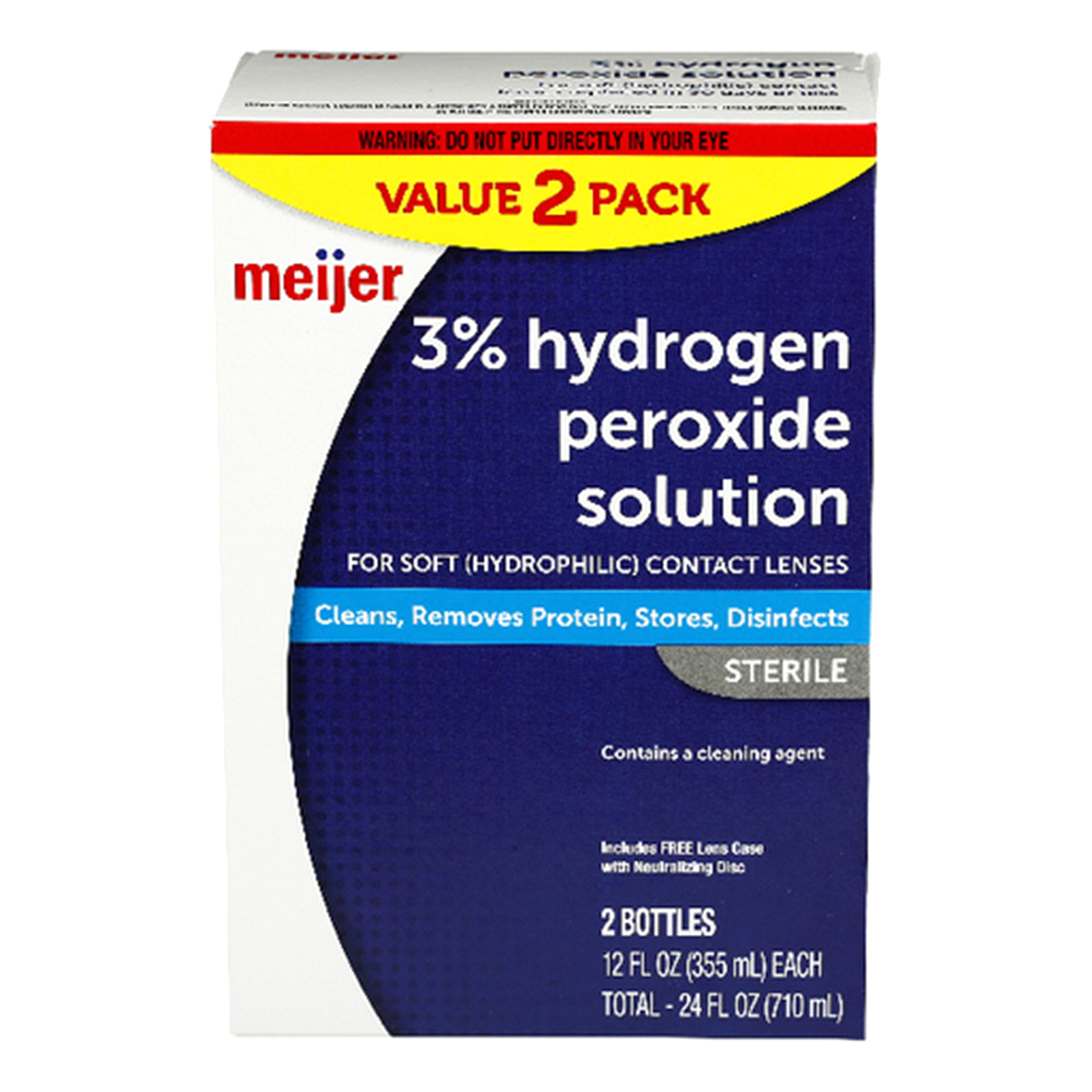 slide 1 of 1, Meijer Hydrogen Peroxide Lens Care System Value PackBottles, 2 ct; 12 oz