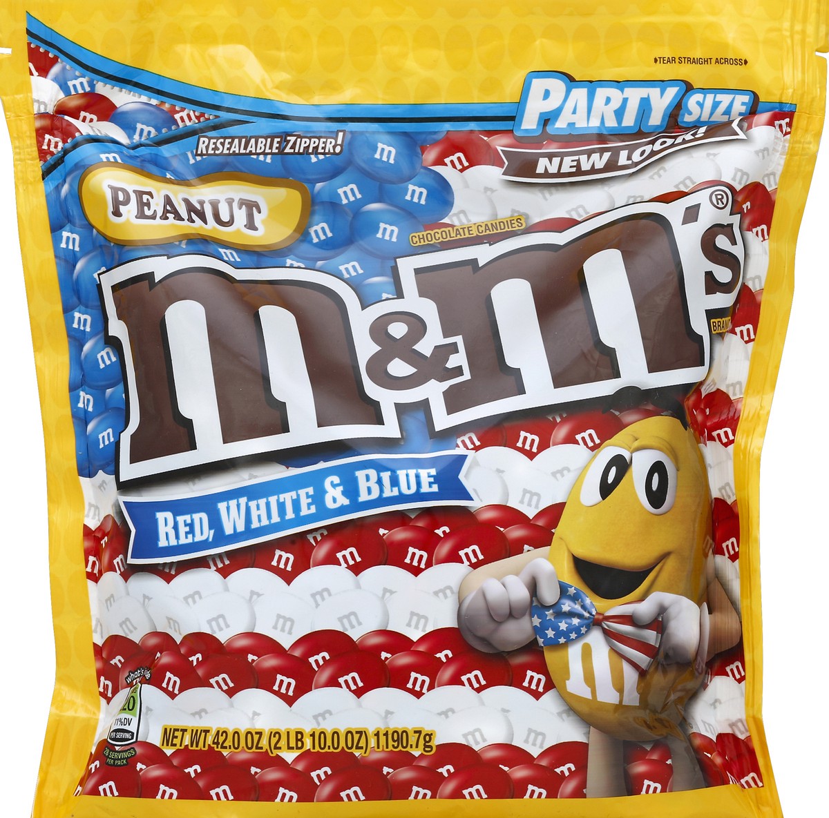 slide 3 of 3, M&M's Red, White & Blue Peanut Patriotic Chocolate Candy, 42-Ounce Party Size Bag, 42 oz