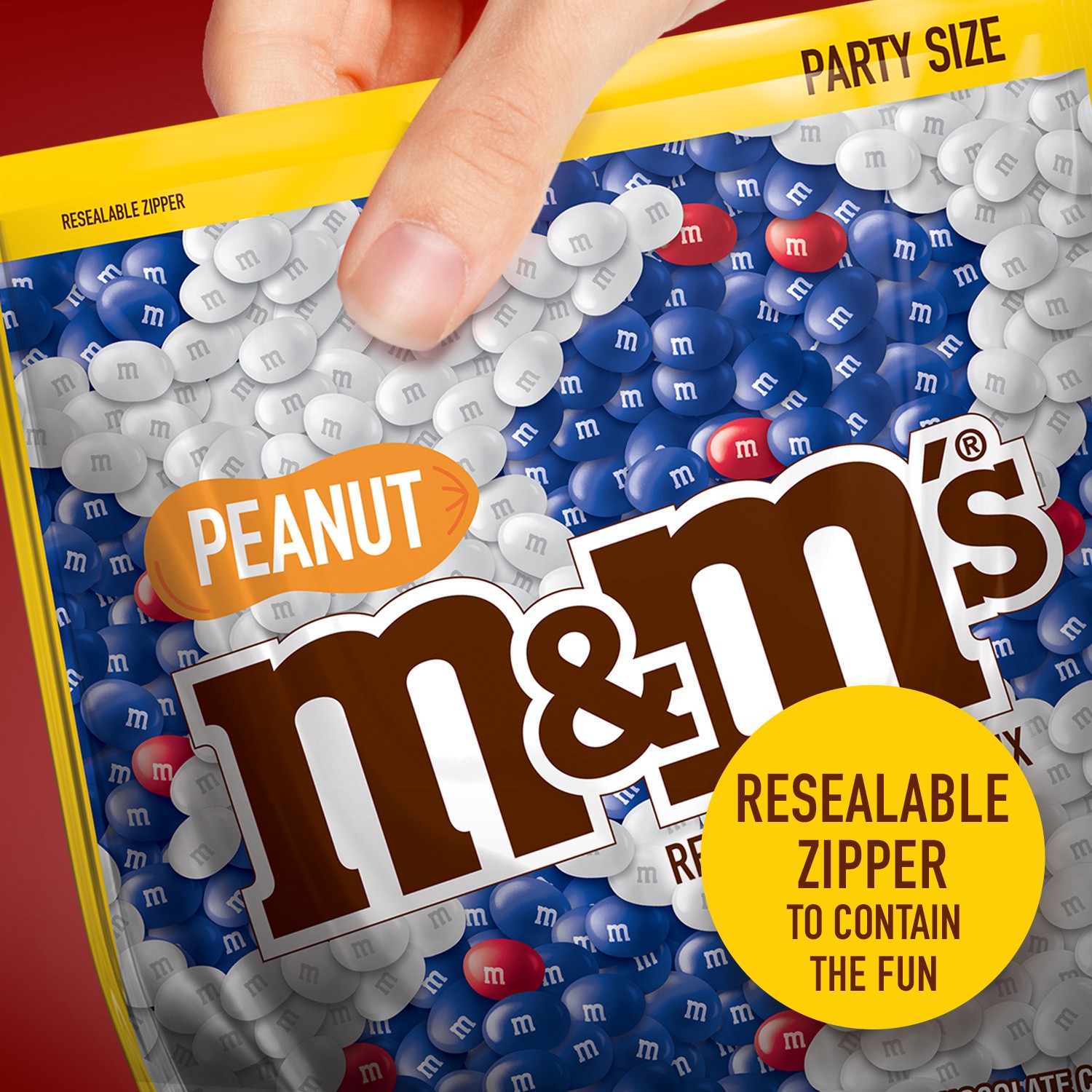 slide 6 of 7, M&M's Red, White & Blue Peanut Patriotic Chocolate Candy, 42-Ounce Party Size Bag, 42 oz