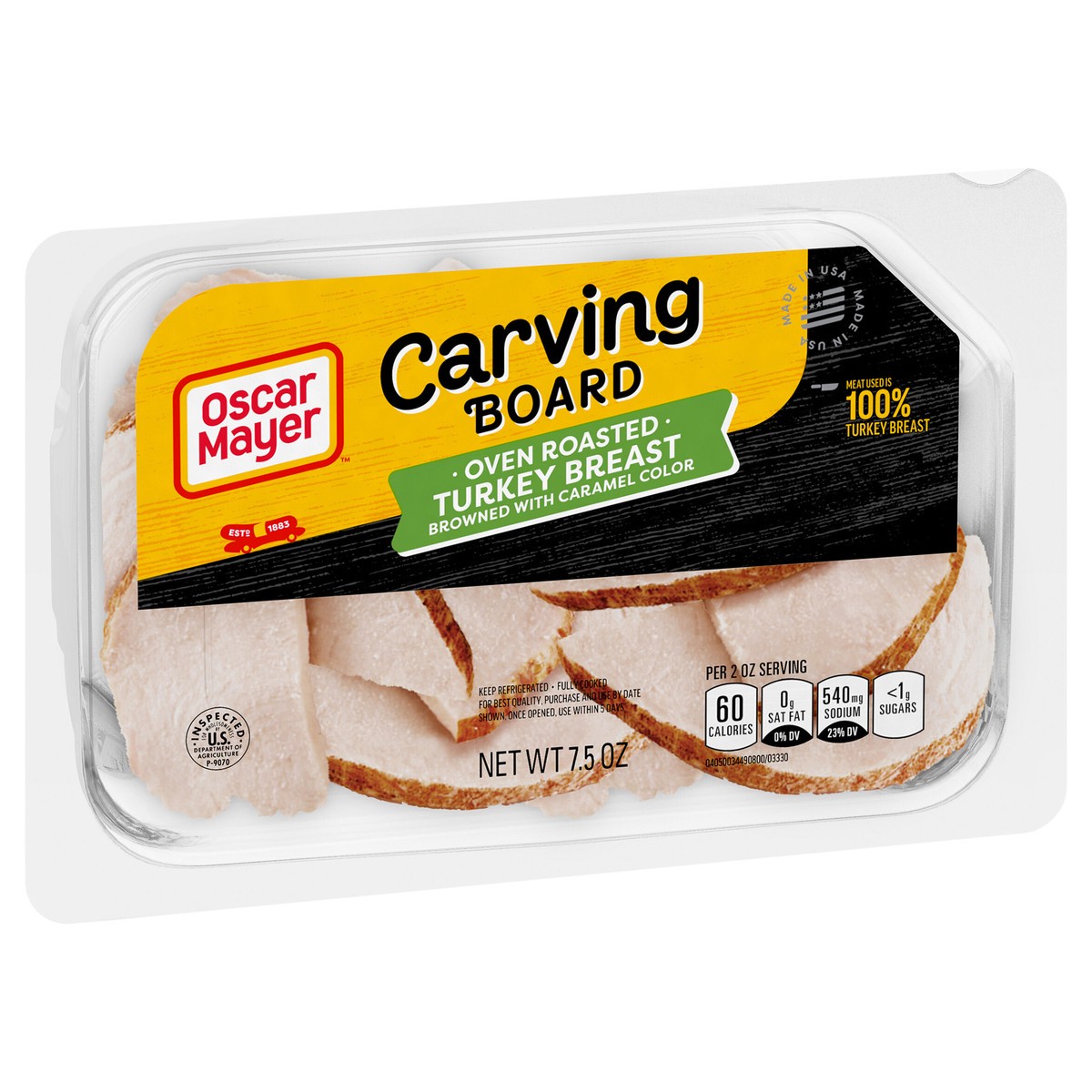 slide 9 of 9, Oscar Mayer Carving Board Oven Roasted Turkey Breast Sliced Lunch Meat - 7.5oz, 7.5 oz