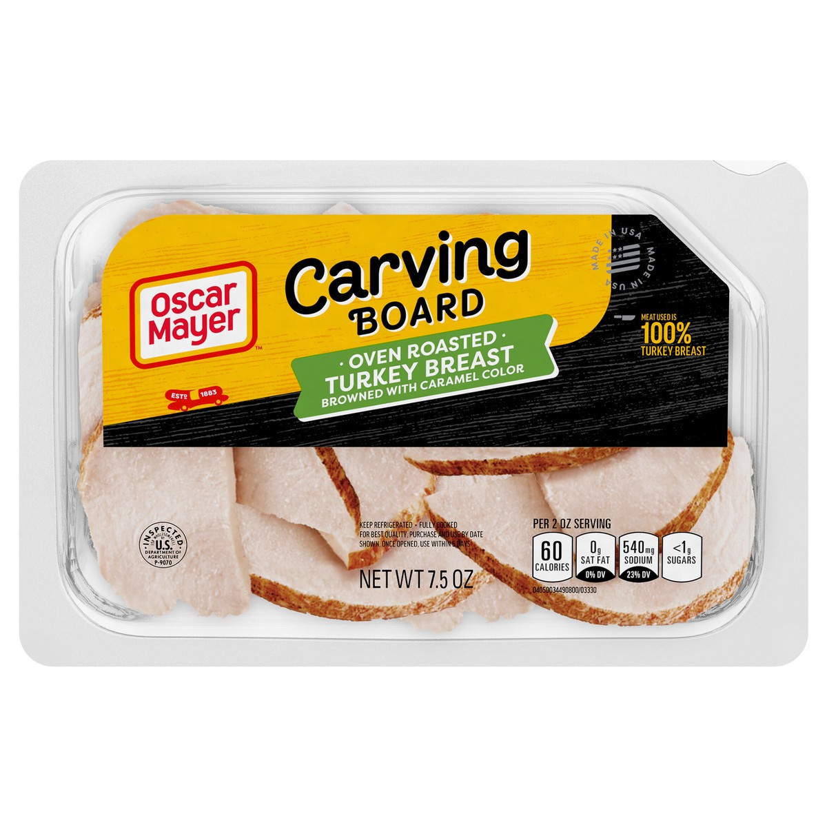 slide 1 of 9, Oscar Mayer Carving Board Oven Roasted Sliced Turkey Breast Deli Lunch Meat, 7.5 oz Package, 7.5 oz