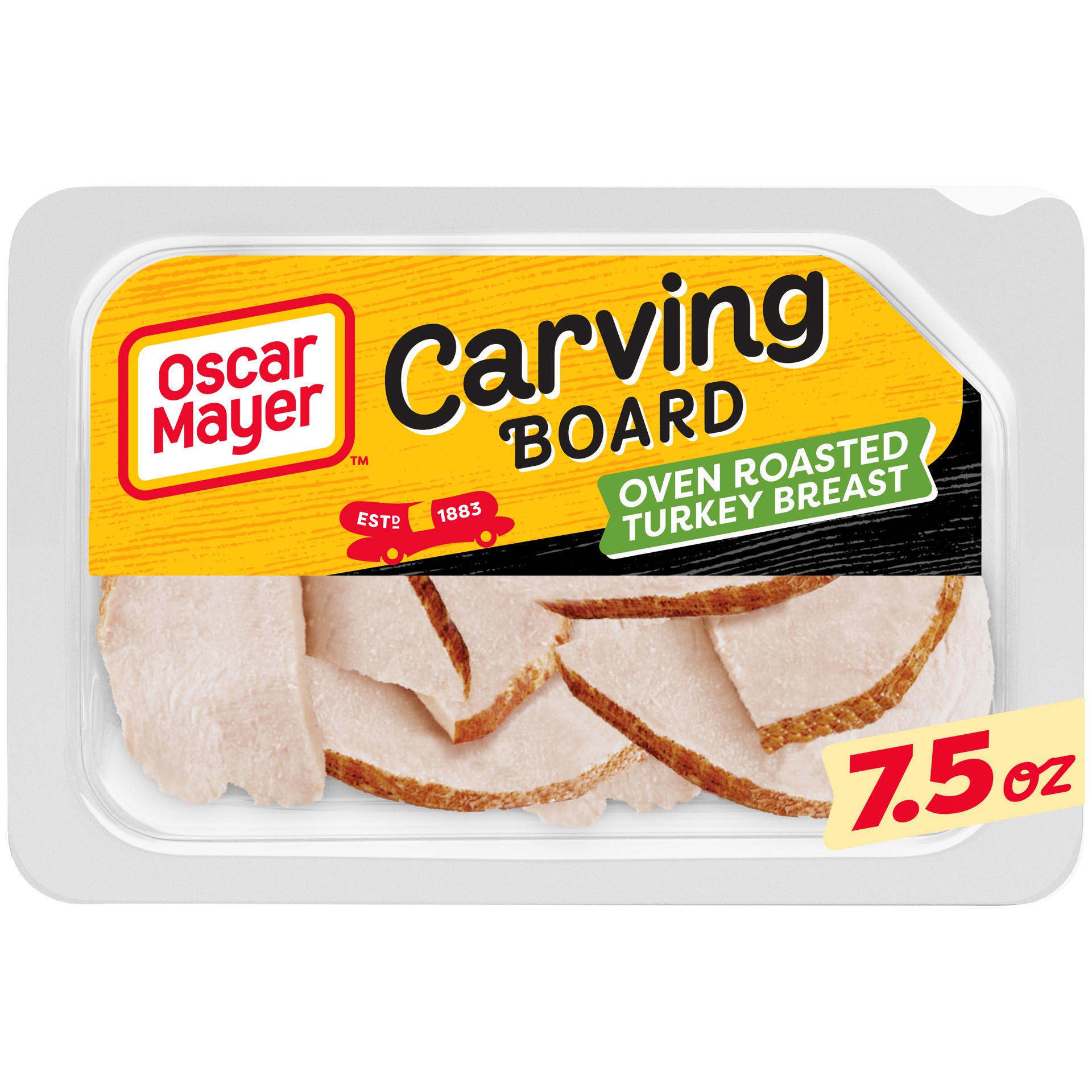 slide 1 of 9, Oscar Mayer Carving Board Oven Roasted Sliced Turkey Breast Deli Lunch Meat, 7.5 oz Package, 7.5 oz