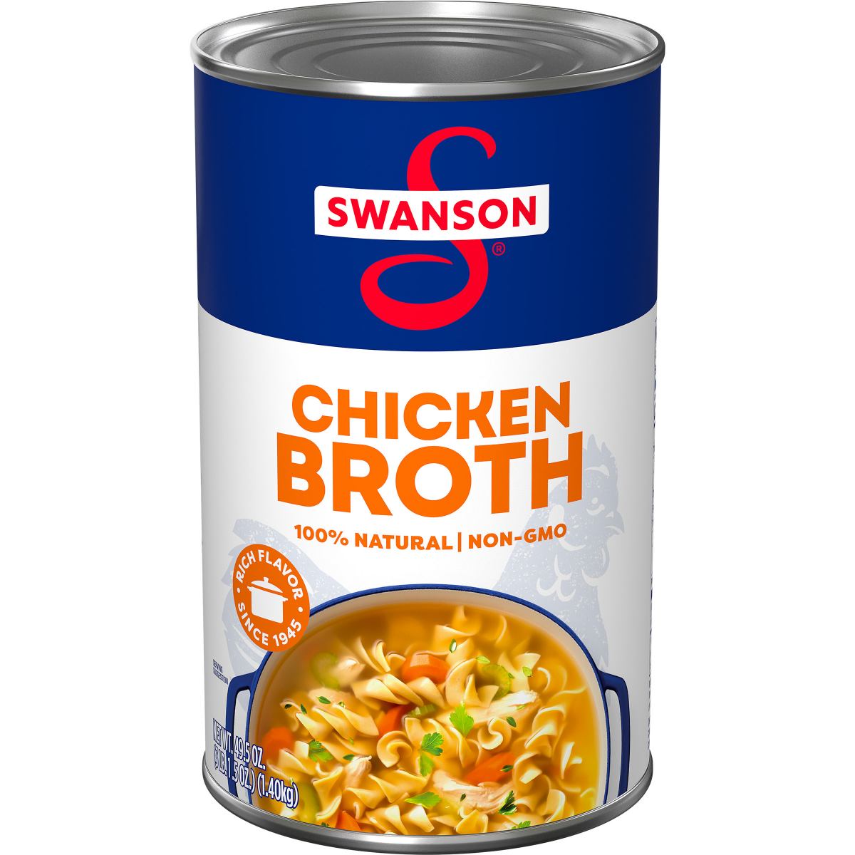 slide 1 of 4, Swanson 100% Natural Chicken Broth, 49.5 Oz Can, 49.5 fl oz