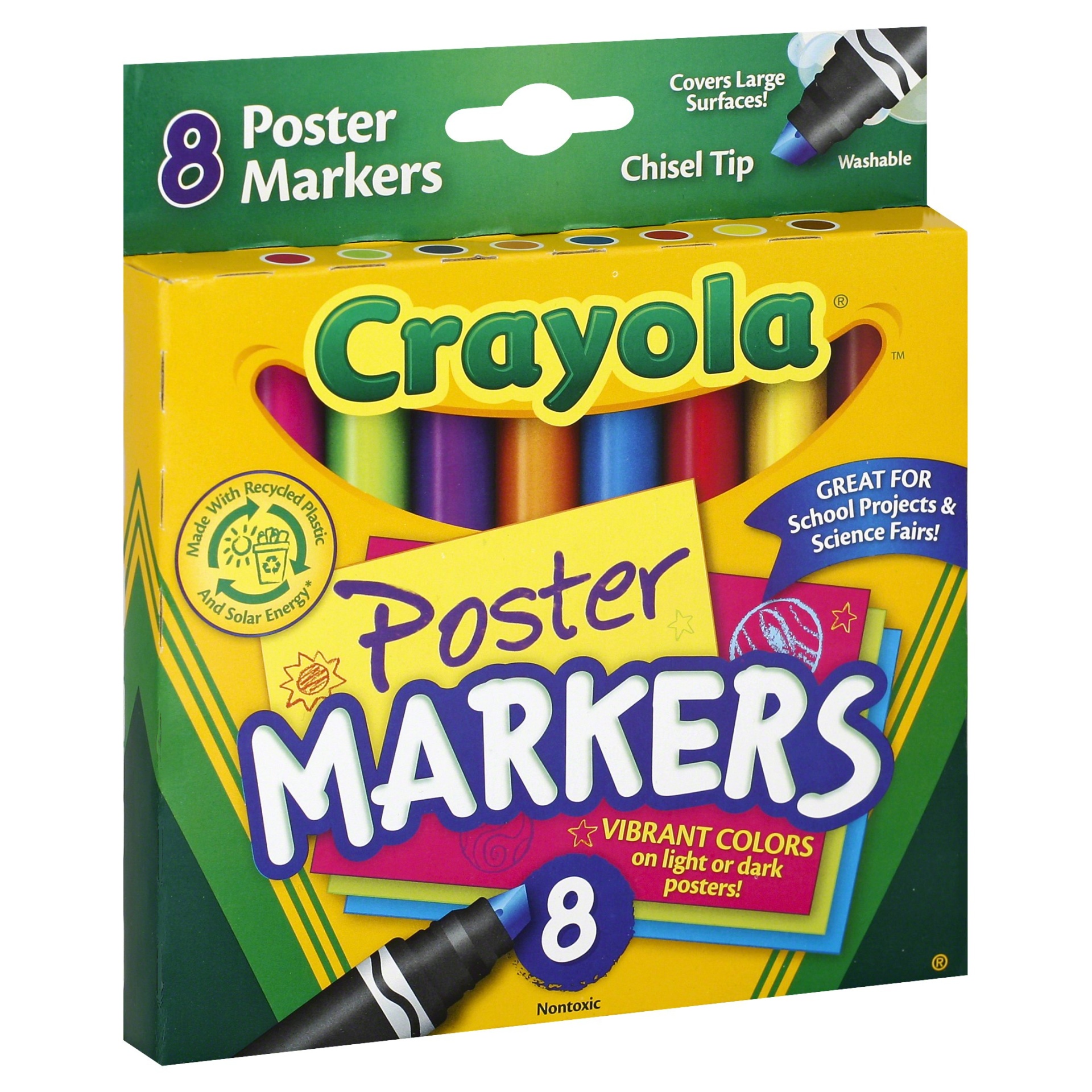 slide 1 of 2, Crayola Washable Poster Markers, 8 ct