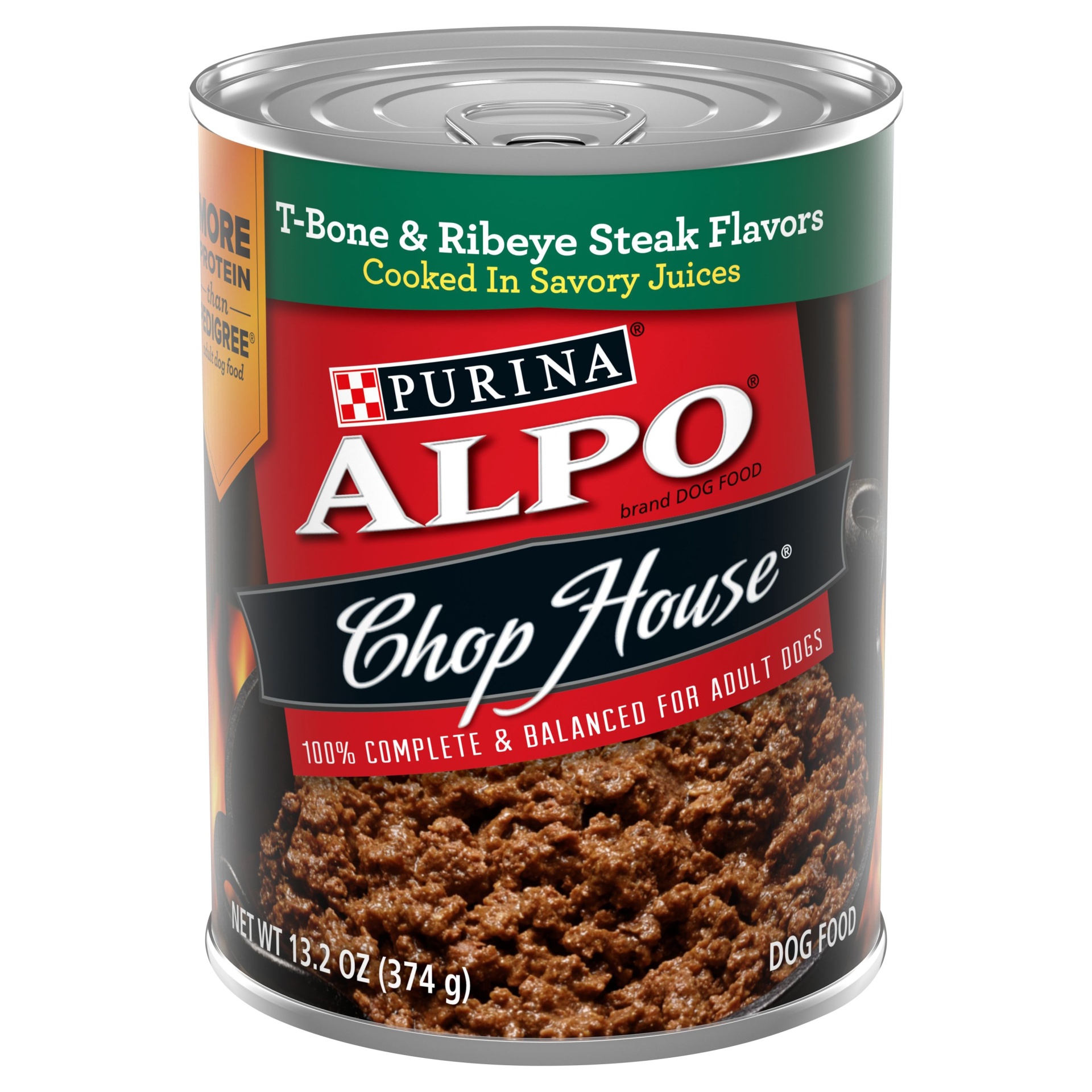 slide 1 of 1, ALPO Purina ALPO Chop House Dog Food - T-Bone & Ribeye Steak, 13.2 oz