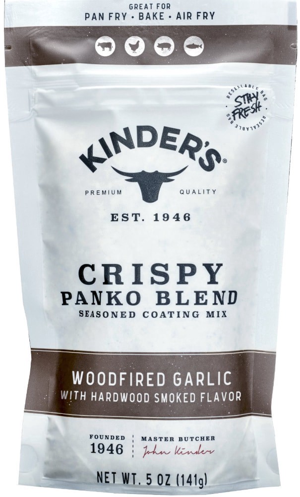 slide 1 of 2, Kinder's Woodfired Garlic with Hardwood Smoked Flavor Crispy Panko Blend Seasoned Coating Mix, 10.1 oz