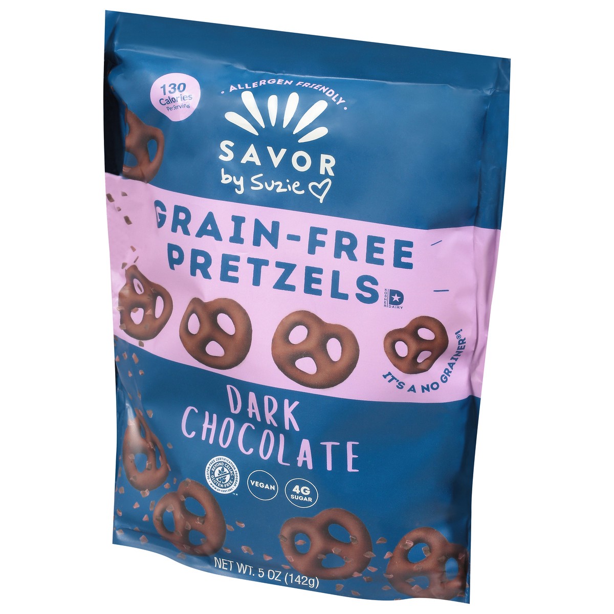 slide 12 of 14, Savor by Suzie Grain-Free Dark Chocolate Pretzels 5 oz, 5 oz