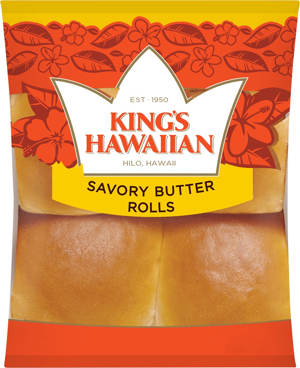 slide 1 of 11, King's Hawaiian Savory Butter Rolls, 4 ct