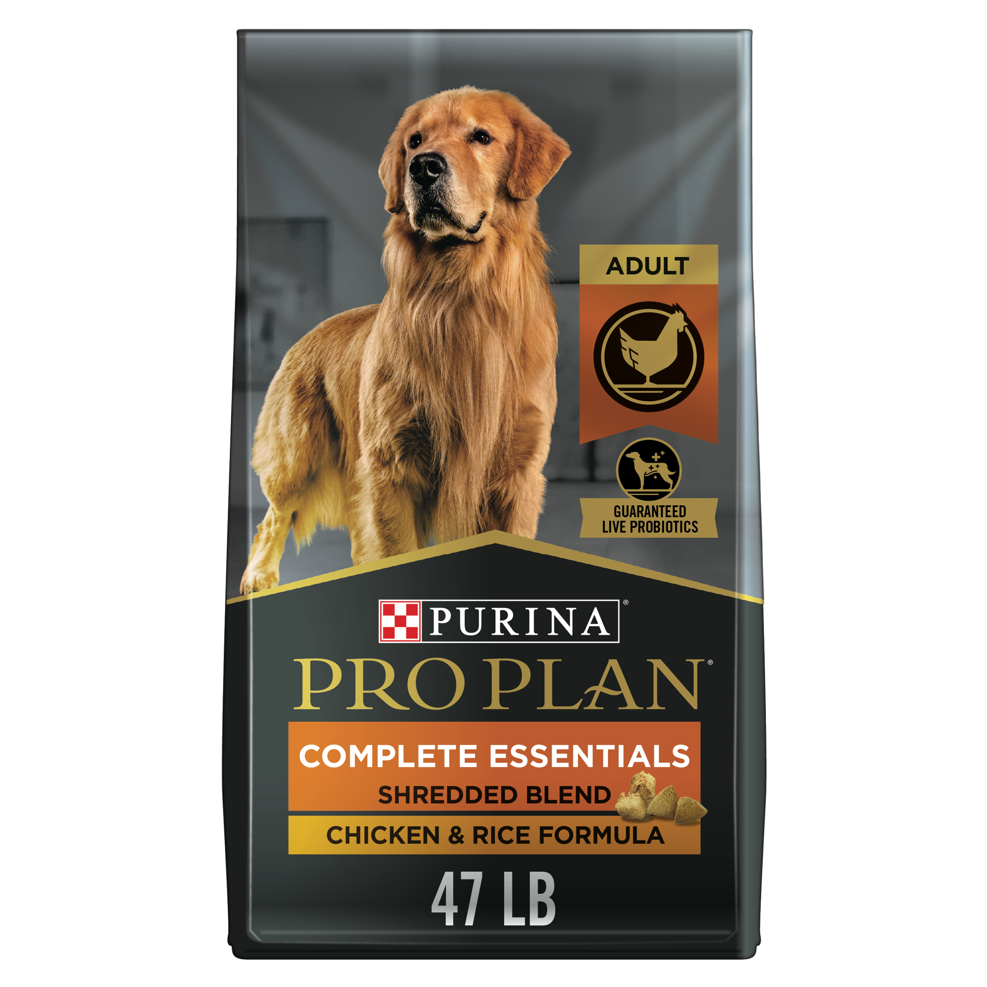 slide 1 of 9, Pro Plan Purina Pro Plan High Protein Dog Food With Probiotics for Dogs, Shredded Blend Chicken & Rice Formula, 47 lb