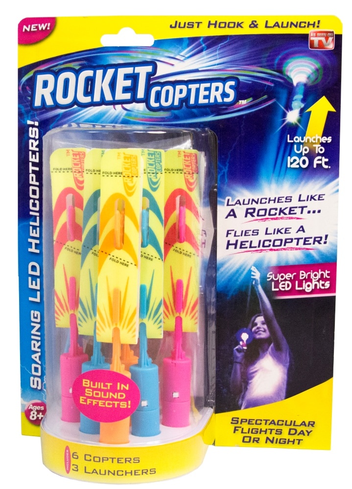 slide 1 of 1, As Seen on TV Rocket Copters Slingshot LED Helicopter Toy, 1 ct