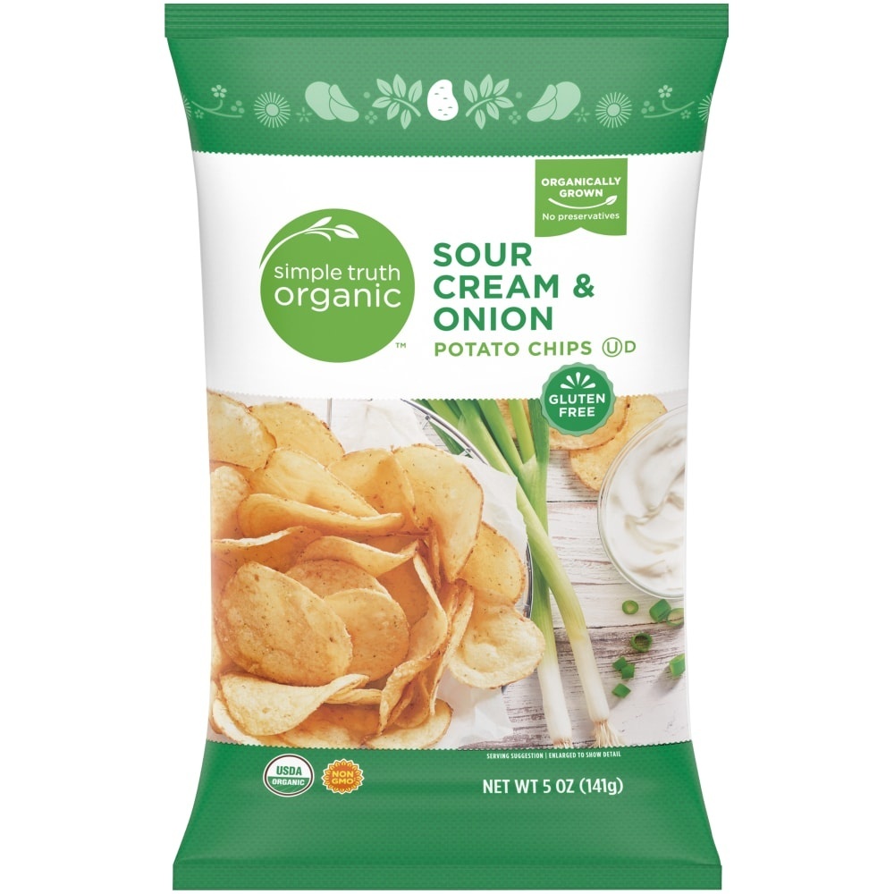 slide 1 of 1, Simple Truth Organic Organic Sour Cream & Onion Potato Chips, 5 oz