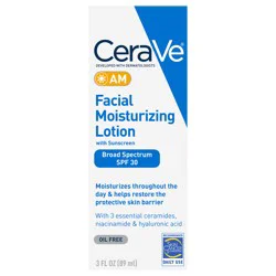 CeraVe AM Broad Spectrum SPF 30 Facial Moisturizing Lotion with Sunscreen 3 fl oz