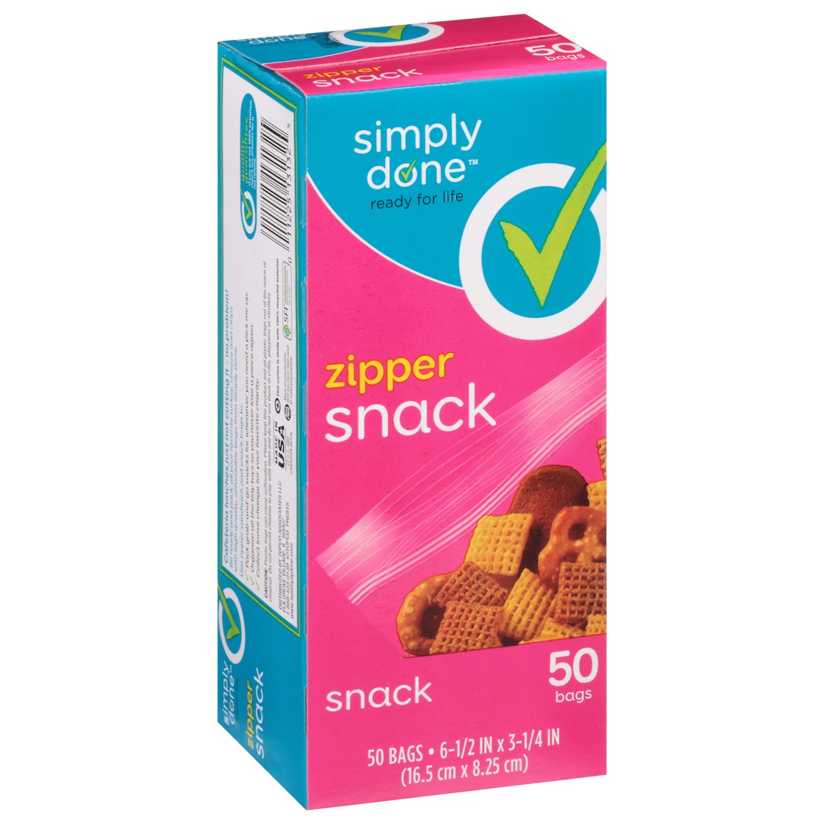 slide 9 of 9, Simply Done Zipper Snack Bags 50 ea, 50 ct