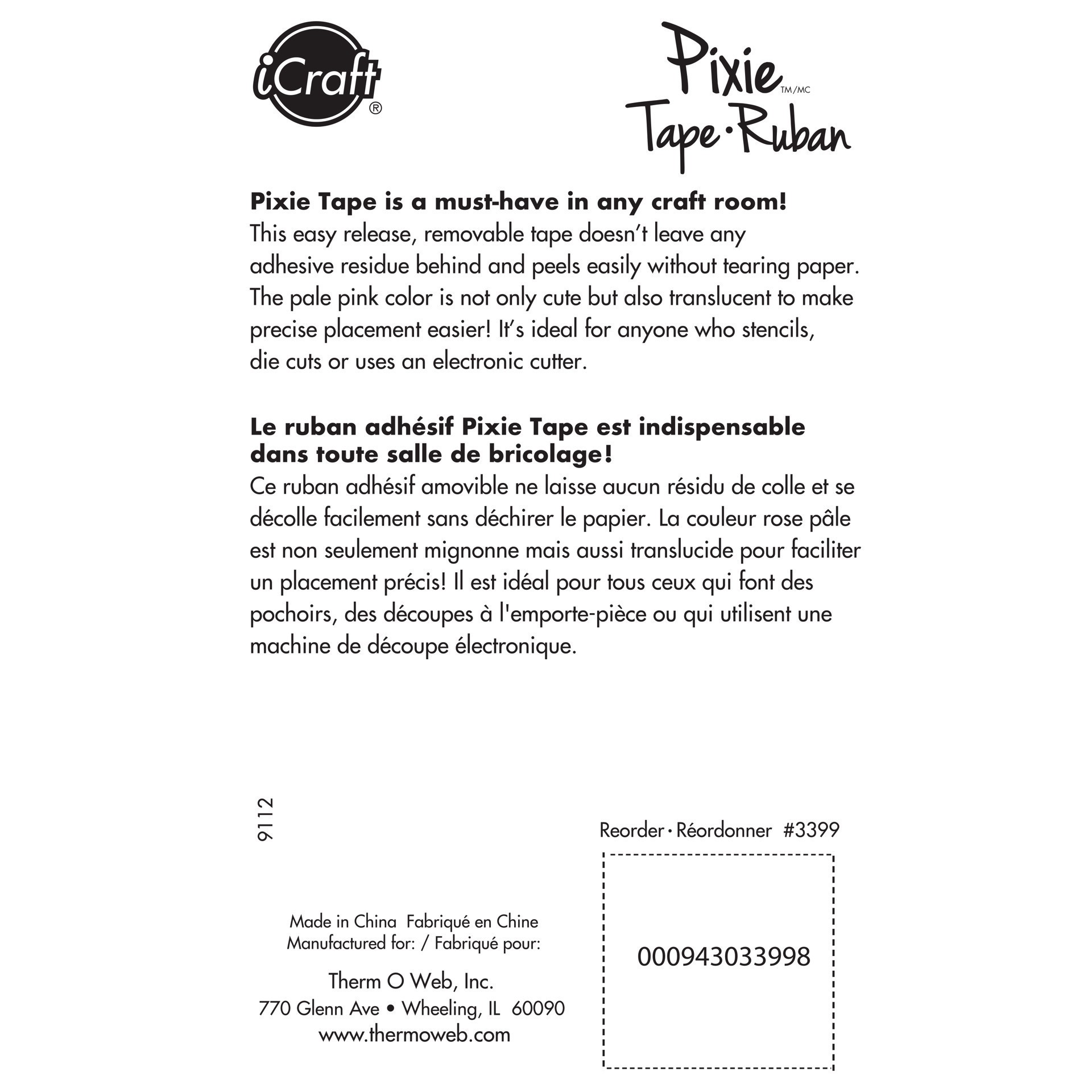 slide 4 of 4, Icraft Pixie 1" Removable Adhesive Tape, 1 in x 20 yd