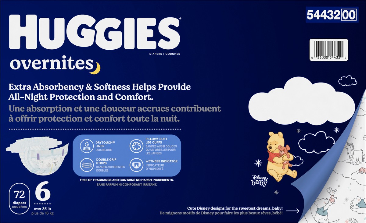 slide 7 of 9, Huggies Overnites Nighttime Baby Diapers, Size 6, 72ct, 72 ct