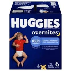 Huggies Overnites Nighttime Baby Diapers, Size 6 (35+ lbs), 72 Ct