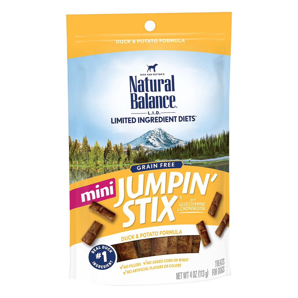 slide 2 of 8, Natural Balance L.I.D. Limited Ingredient Diets MIni Jumpin' Stix Grain Free Duck & Potato Formula Treats for Dogs 4 oz, 4 oz