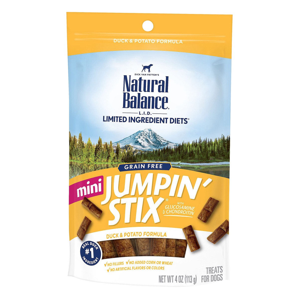 slide 8 of 8, Natural Balance L.I.D. Limited Ingredient Diets MIni Jumpin' Stix Grain Free Duck & Potato Formula Treats for Dogs 4 oz, 4 oz