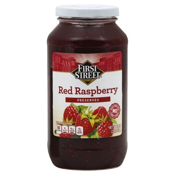 slide 1 of 1, First Street Red Raspberry Preserves, 32 oz