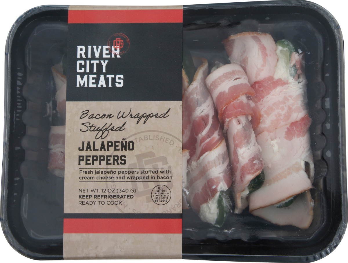 slide 2 of 2, River City Meats Jalapeno Peppers Bacon Wrapped Stuffed 12 oz, 12 oz