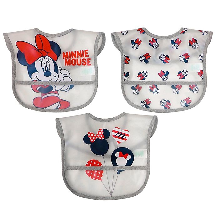 slide 1 of 2, Neat Solutions Disney Miinnie Mouse Multi-Layer Translucent Toddler Bib Set, 3 ct