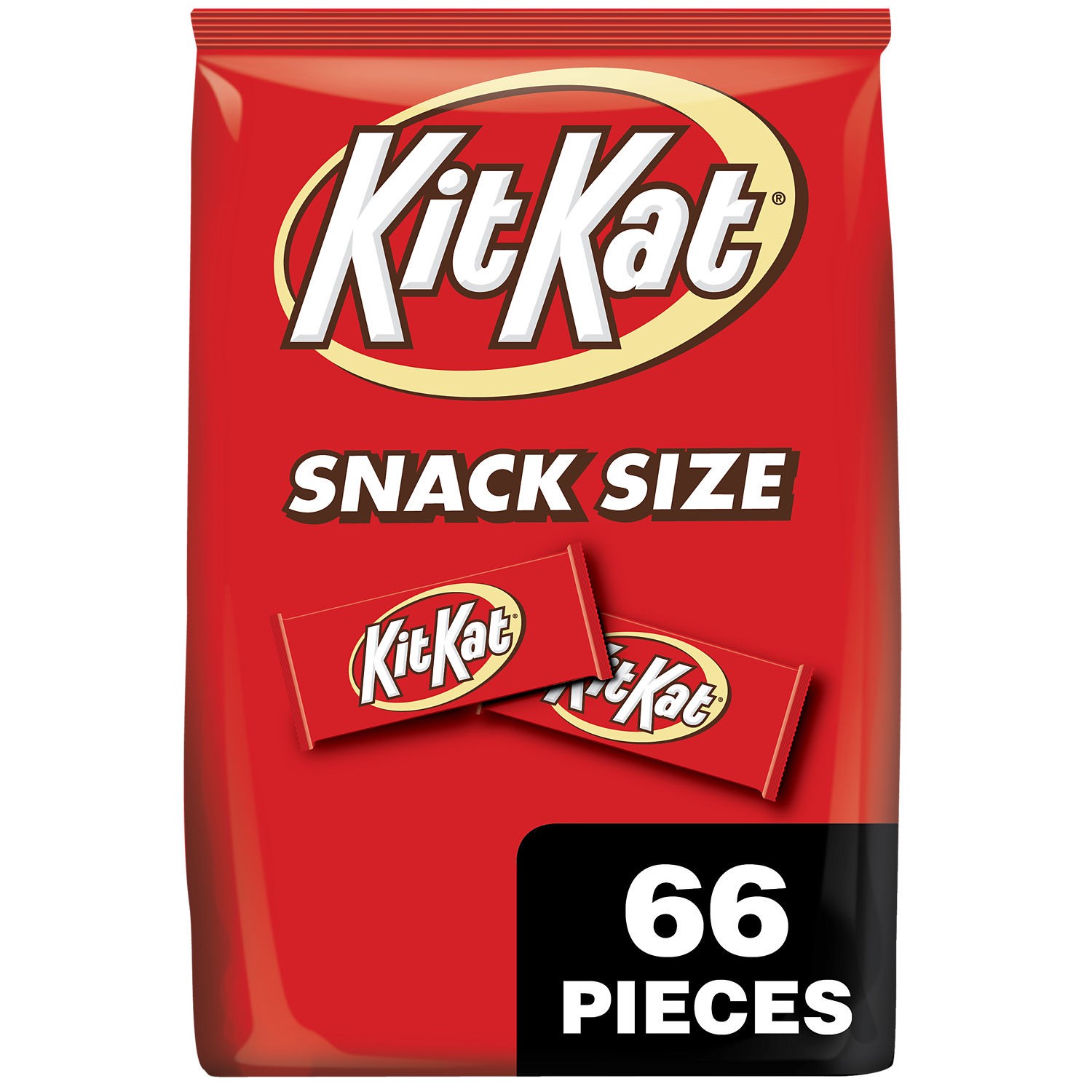 slide 2 of 9, KIT KAT Milk Chocolate Wafer Snack Size, Candy Bag, 32.34 oz (66 Pieces), 32.34 oz