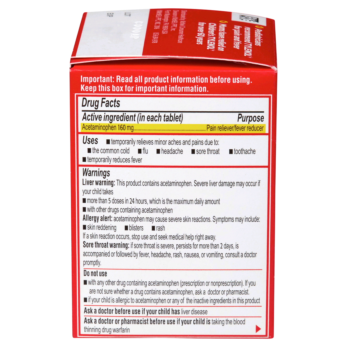 slide 3 of 4, Children's Tylenol Chewables with 160 mg Acetaminophen, Pain Reliever & Fever Reducer for Kids' Cold + Flu Symptoms, Headache, Sore Throat & Toothache, Aspirin-Free, Bubble Gum, 24 ct