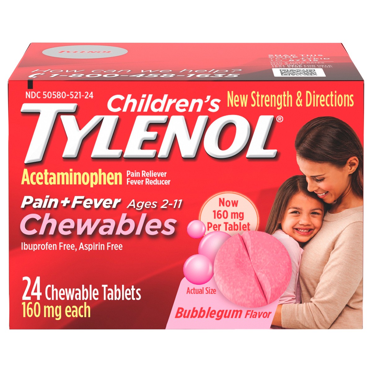 slide 1 of 10, Tylenol Children's Tylenol Chewables, Bubble Gum, 24 Count, 24 ct
