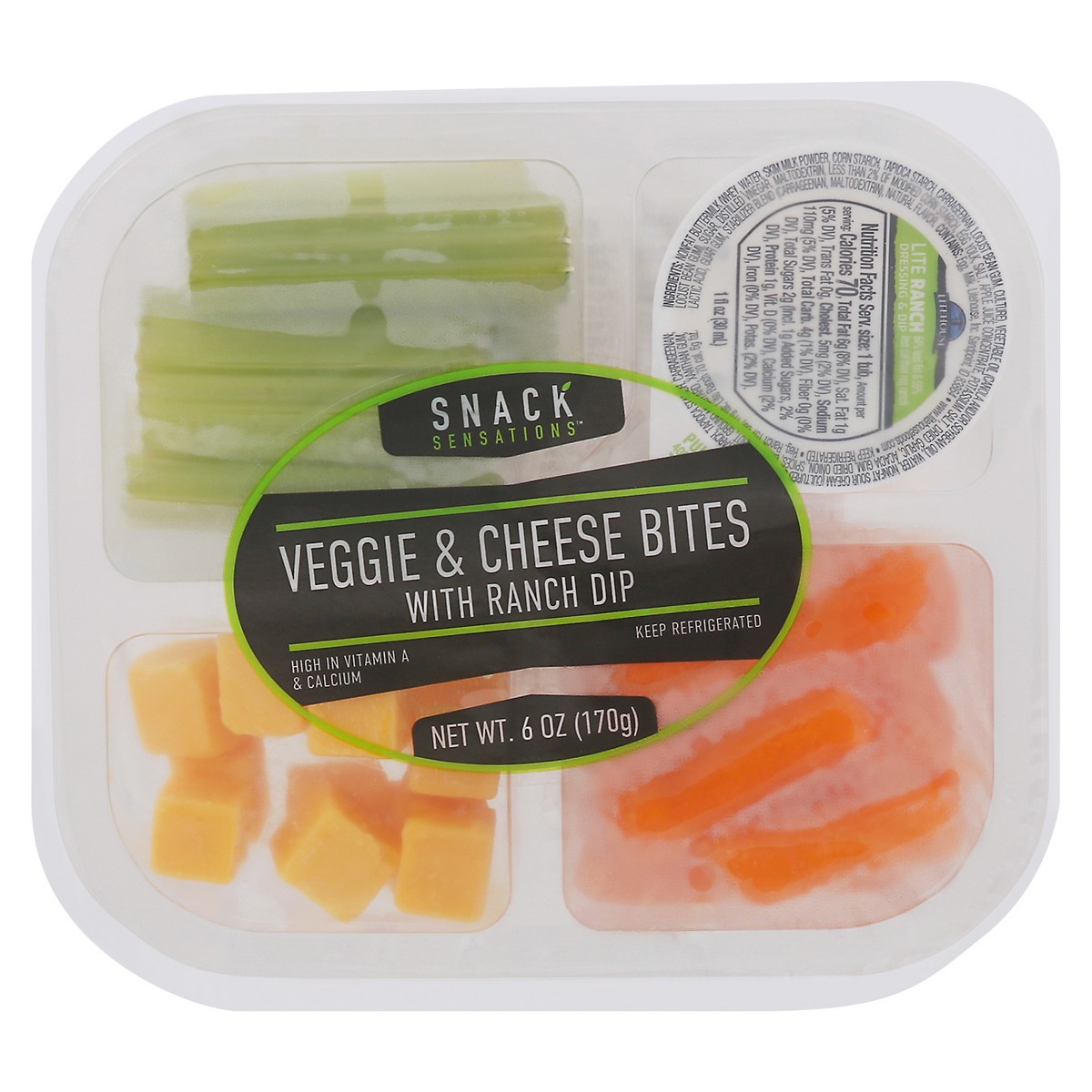 slide 11 of 11, Snack Sensations with Ranch Dip Veggie & Cheese Bites with Ranch Dip 6 oz, 6 oz