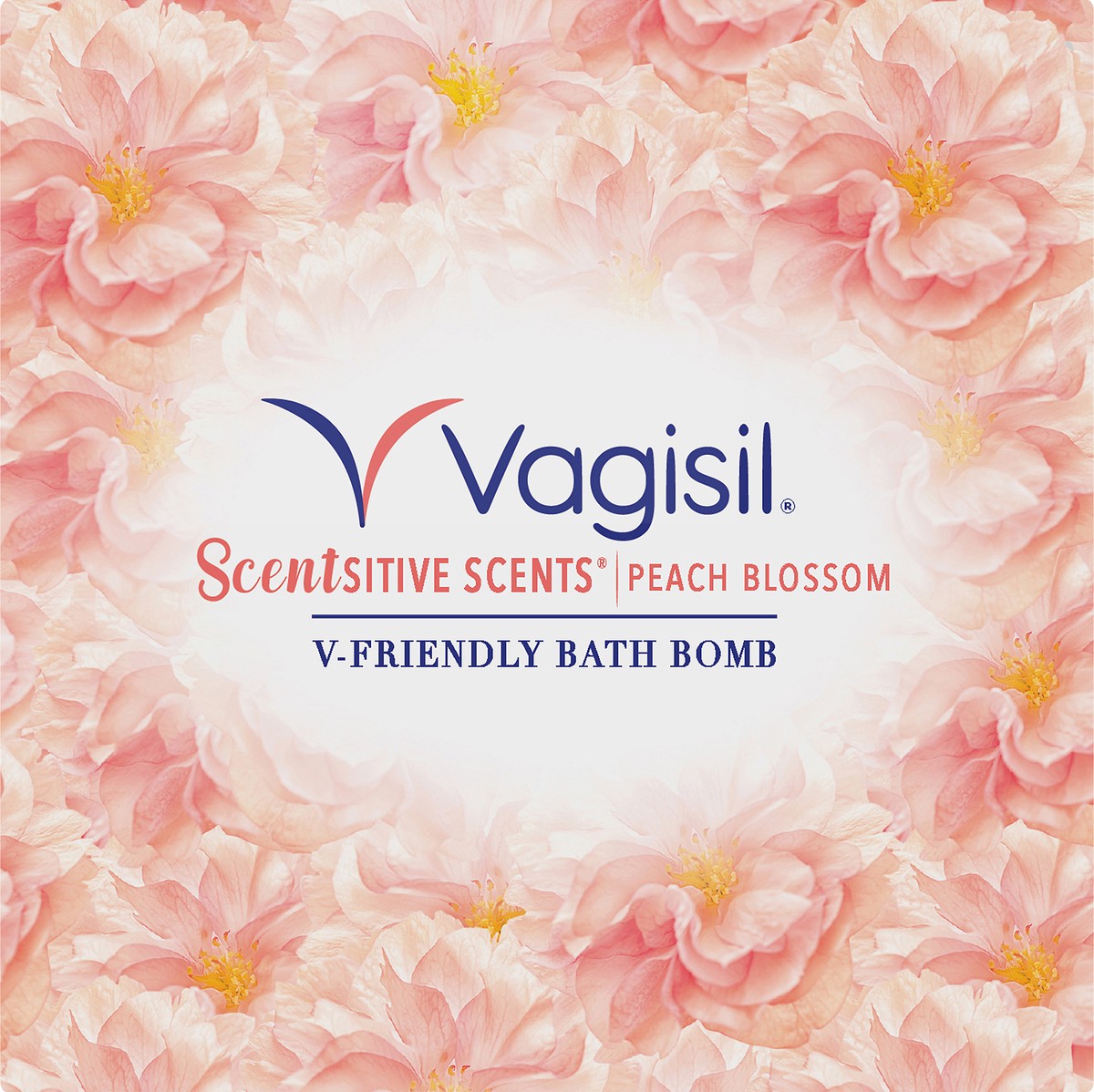 slide 3 of 7, Vagisil Scentsitive Scents V-Friendly Bath Bomb, pH-Friendly for Sensitive Vaginal Skin, Peach Blossom, 4 oz