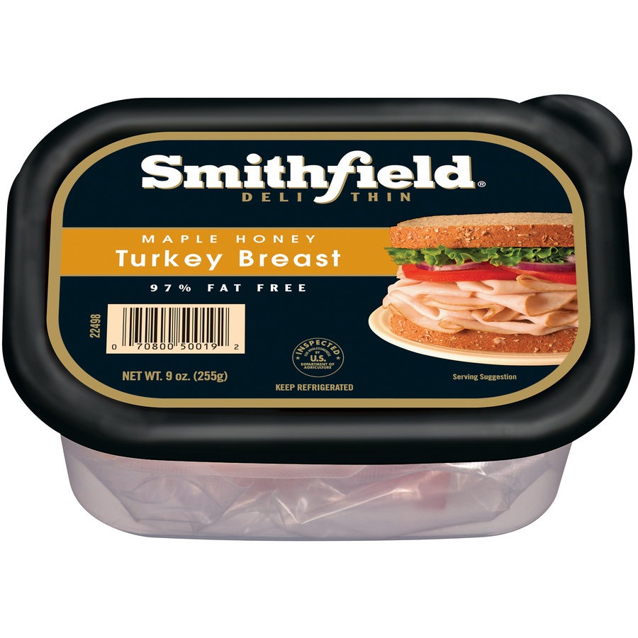slide 1 of 1, Smithfield Turkey Breast, Oven Roasted, Deli Thin, 9 oz