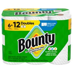 Bounty Paper Towels Select-A-Size White, 6 Double Rolls, 82 Sheets Per Roll