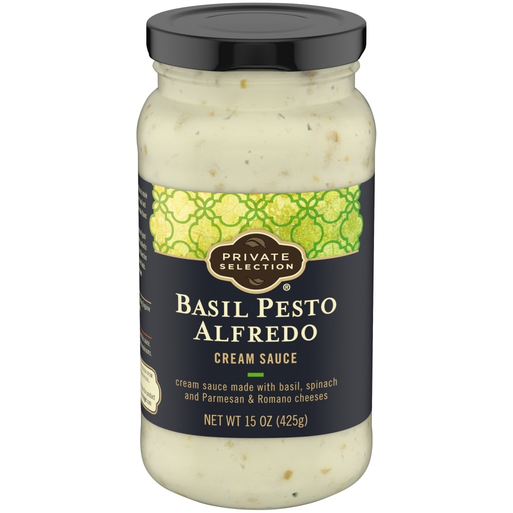 slide 1 of 1, Private Selection Basil Pesto Alfredo Cream Sauce, 15 oz