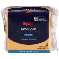 Hy-vee American Pasteurized Prepared Cheese Product Singles - 16 ct; 12 oz