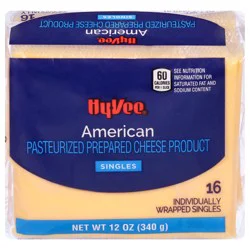 Hy-vee American Pasteurized Prepared Cheese Product Singles - 16 ct; 12 oz