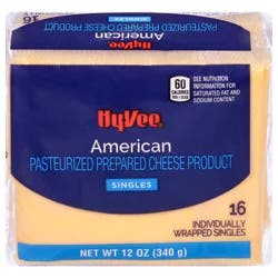 Hy-vee American Pasteurized Prepared Cheese Product Singles - 16 ct; 12 oz