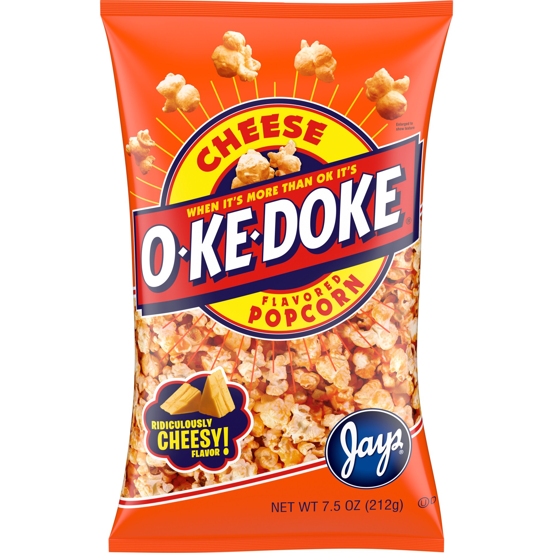 slide 1 of 5, O-Ke-Doke Popcorn, Cheese Popcorn, 7.5 Oz Bag, 7.5 oz