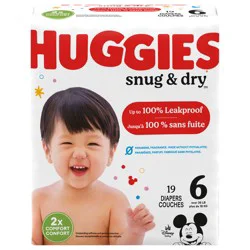 Huggies Snug & Dry Baby Diapers, Size 6 (35+ lbs), 19 Ct