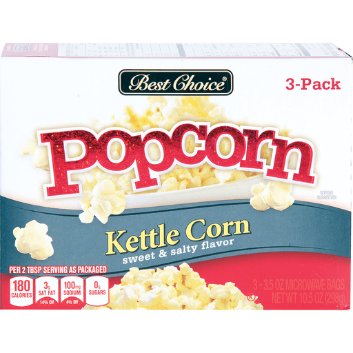 slide 1 of 1, Best Choice Kettle Corn Microwave Popcorn, 3 ct