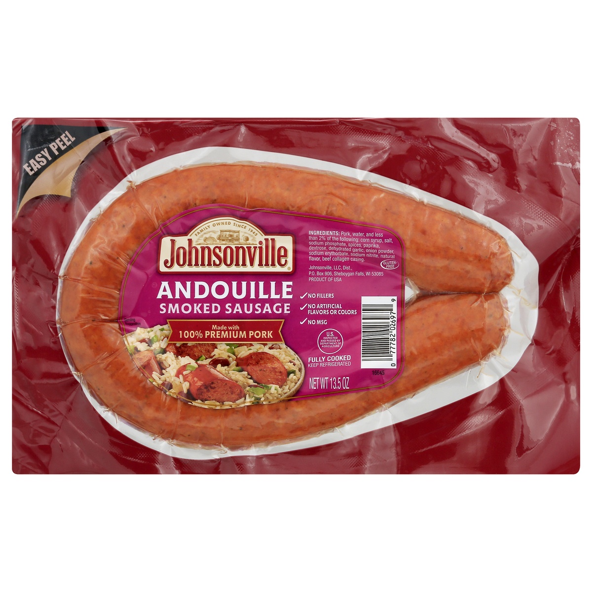 slide 1 of 2, Johnsonville Andouille Smoked Sausage, 13.5 oz